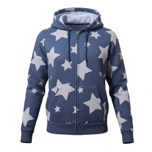 Social Collison Zip-Up Stars Fleece Hoodie Womens Size XS